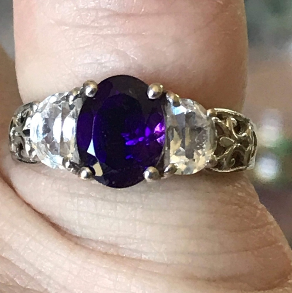 Genuine 3.50 tcw Lukasa Amethyst + White Topaz sz7